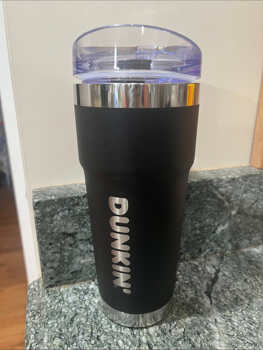Dunkin' Black Insulated Travel Tumbler with Clear Lid